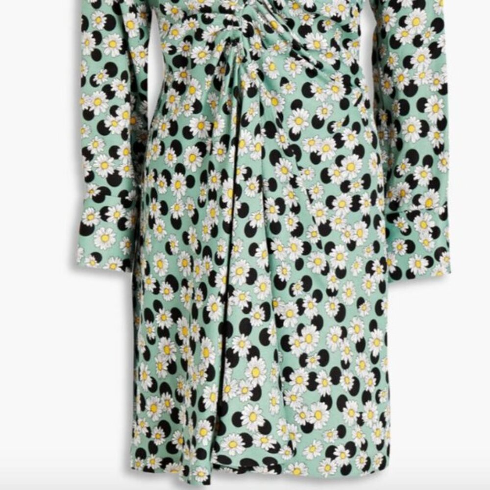 Dress  Polka-dot  Floral-print  Linen-blend  Ruched  Pleated back  Partially ela - Picture 11 of 15